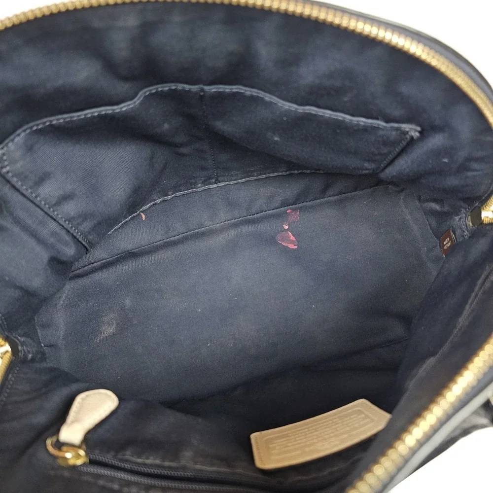 COACH Cora Crossgrain Domed Satchel F34491 Midnight/Chalk + Hang Tag *NO STRAP